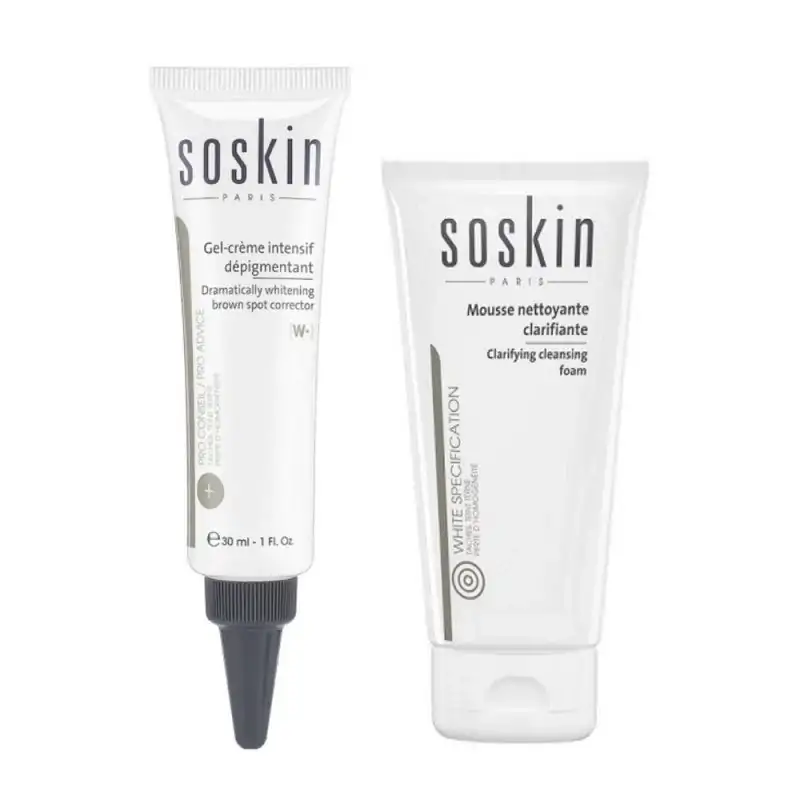 Promo ! Soskin Gel-Crème Intensif Dépigmentant 30ml = Soskin Mousse Nettoyante 30ml Offerte