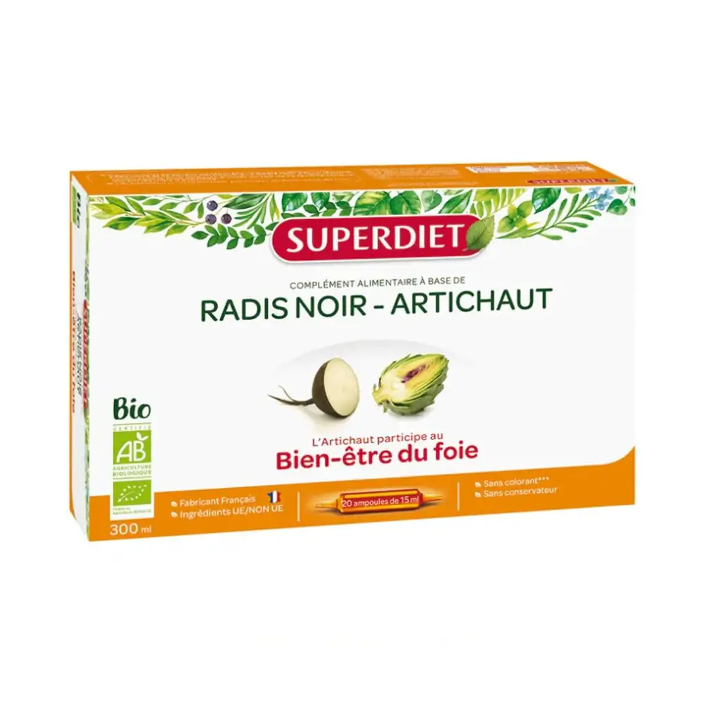 Promo ! Super Diet Radis Noir Artichaut Bio 20 Ampoules*15 ml