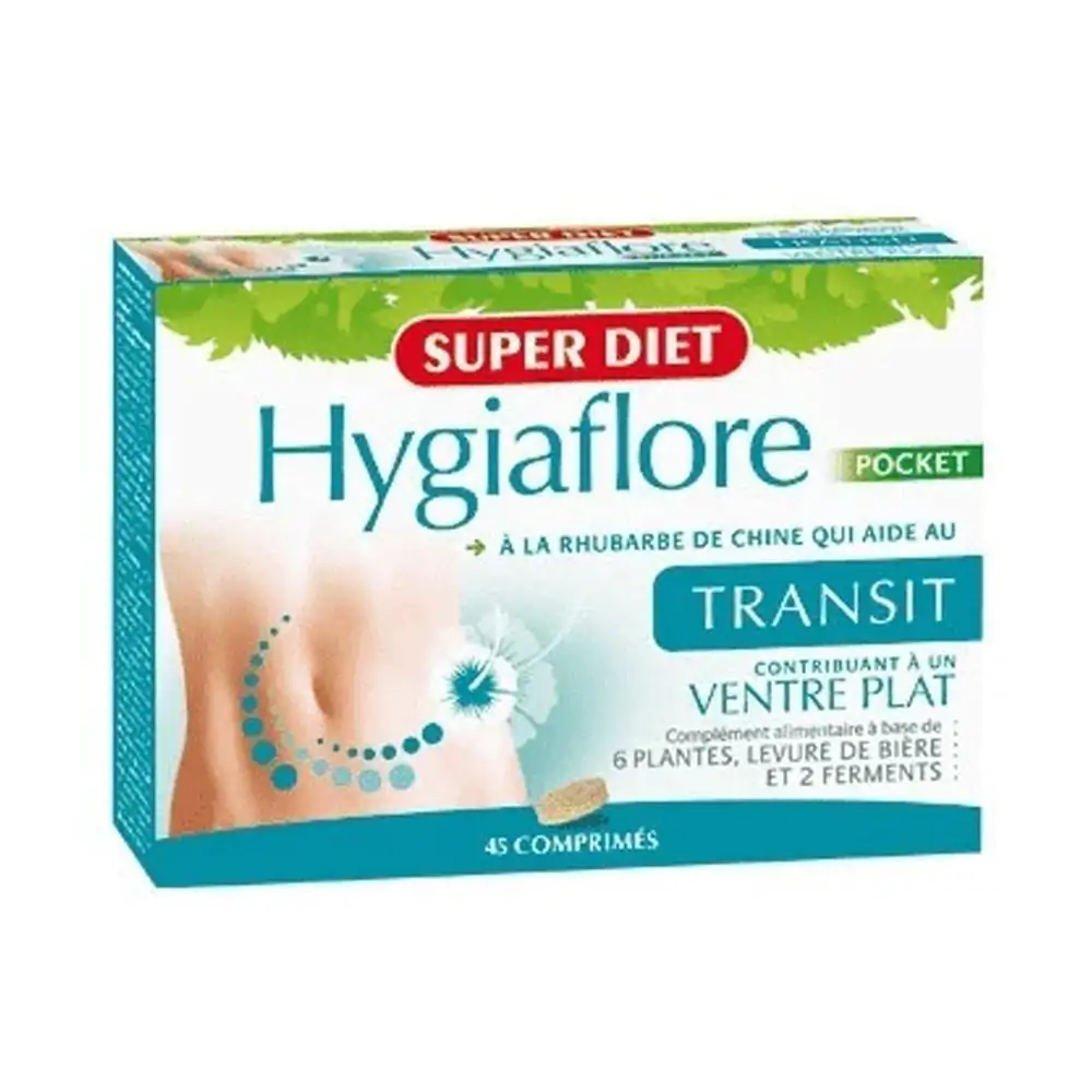 Promo ! Hygiaflore Transit Ventre Plat Pocket Super Diet 45 Comprimés