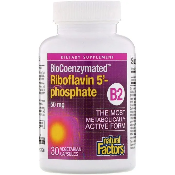 Natural Factors Bio coenzymatique, B2, riboflavine 5′-phosphate , 50 mg, 30 capsules végétales