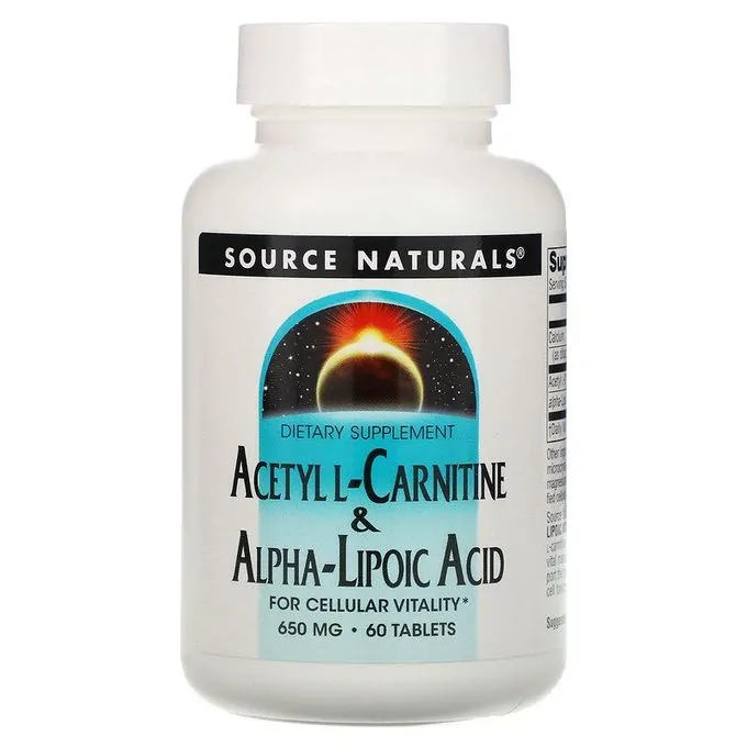 Source Naturals Acetyl L-Carnitine & Alpha-Lipoic Acid, 650 mg, 60 Tablets