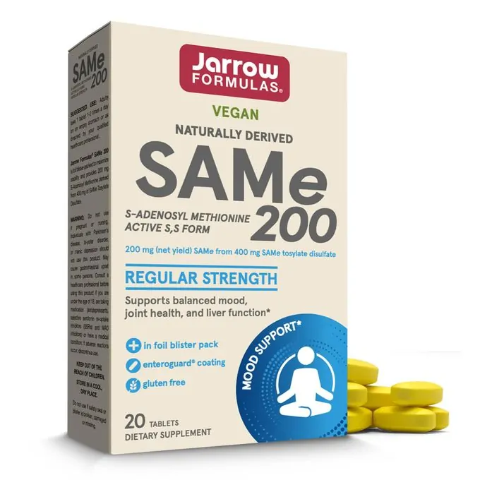 Promo ! Jarrow Formulas SAM-e (S-Adénosyle-L-Méthionine) 200, 200 mg, 20 Comprimés enrobés
