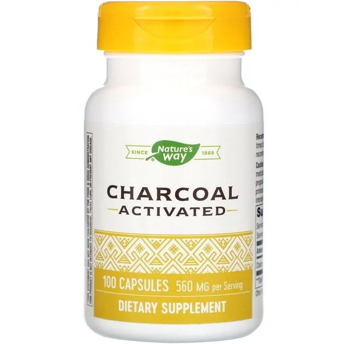 Nature’S Way Charbon activé 560 mg de charbon de bois par portion; 100 gélules