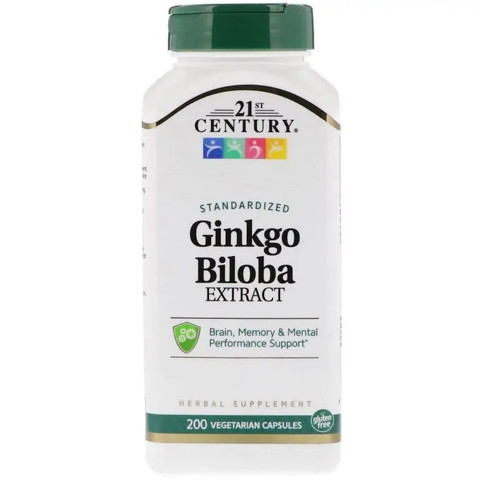21st Century L’extrait de Ginkgo Biloba, standardisé, 200 gélules végétariennes