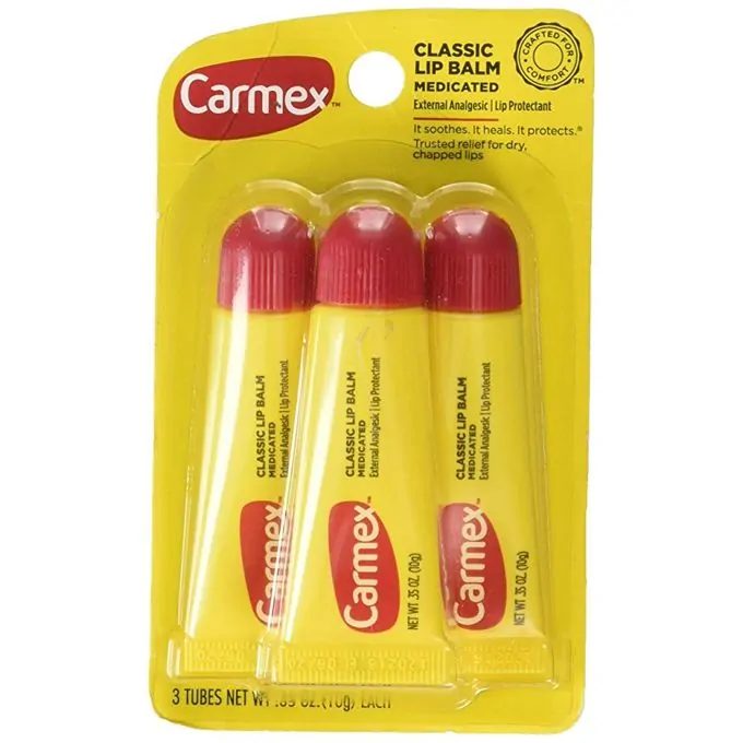 Carmex Lot de 3 tubes de crème hydratante pour les lèvres Baume