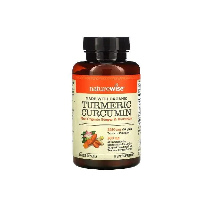 Naturewise Curcumine de curcuma, 2250 mg de curcuma biologique, 90 capsules vegan