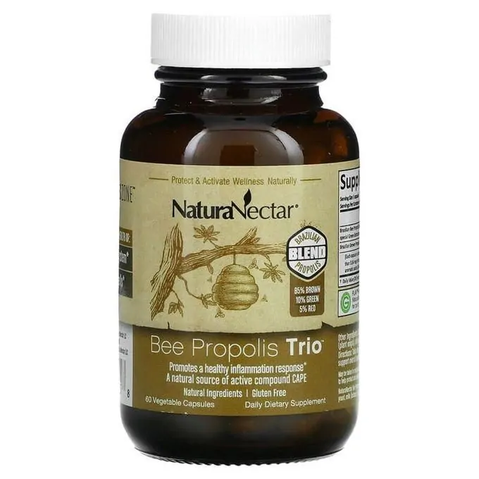 Promo ! Natural Nectar Trio Propolis d’Abeille, 60 gélules végétales