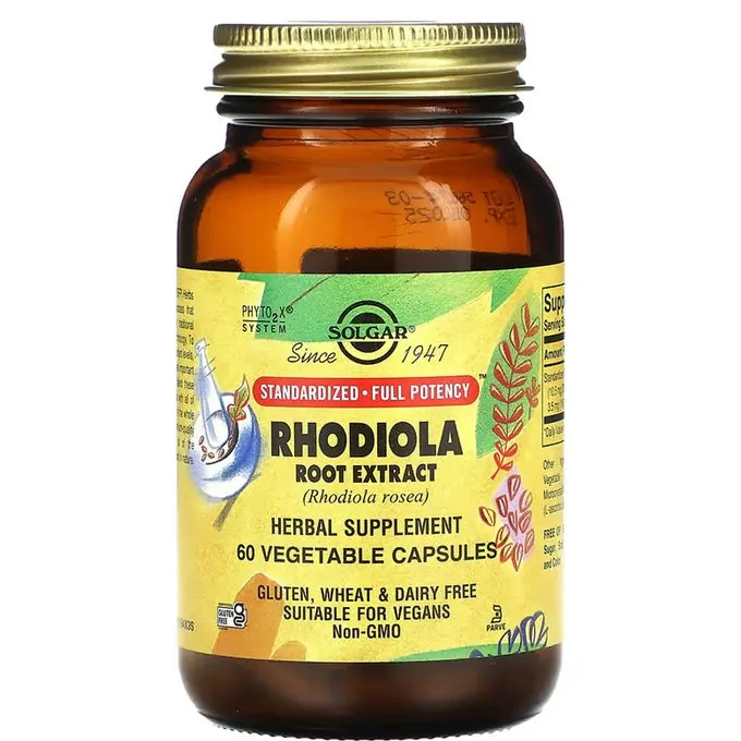 Solgar Rhodiola Root Extract Extrait de racine de rhodiole 350 mg 60 Vegetable Capsules