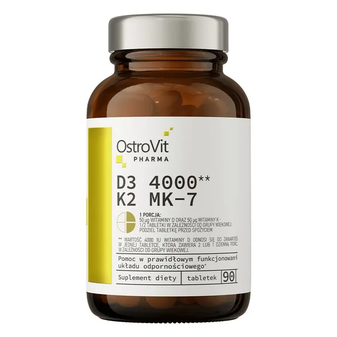 OstroVit Vitamine D3 4000 IU + K2 MK-7 90 Capsules