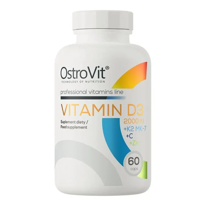 OstroVit Vitamin D3 2000 IU + K2 MK-7 + C + Zinc 60 Capsules