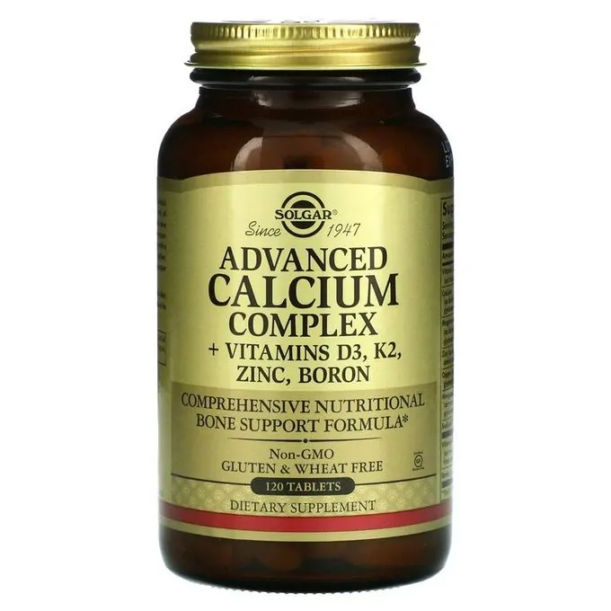 Promo ! Solgar Complexe avancé de calcium + vitamines D3, K2, Zinc et bore, 120 comprimés