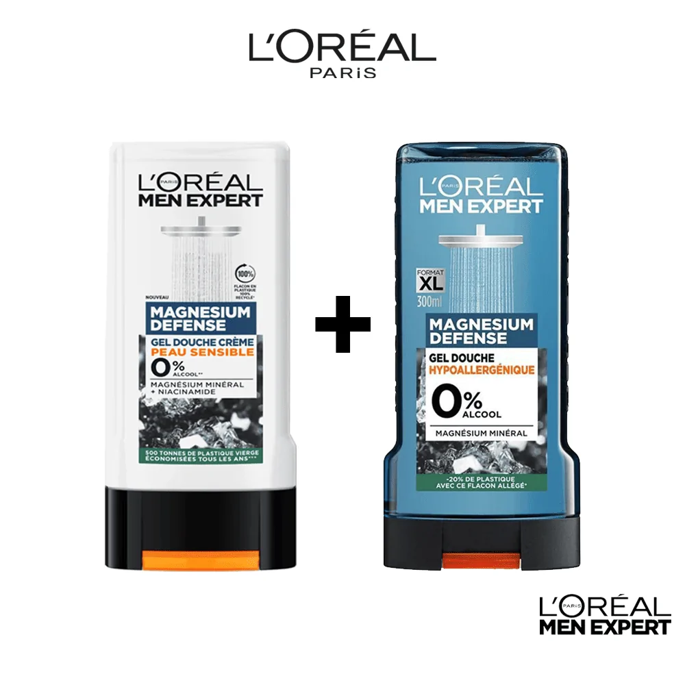 Promo ! L’Oréal Paris Men Expert Gel Douche Crème Magnesium + Gel Douche Hypoallergénique