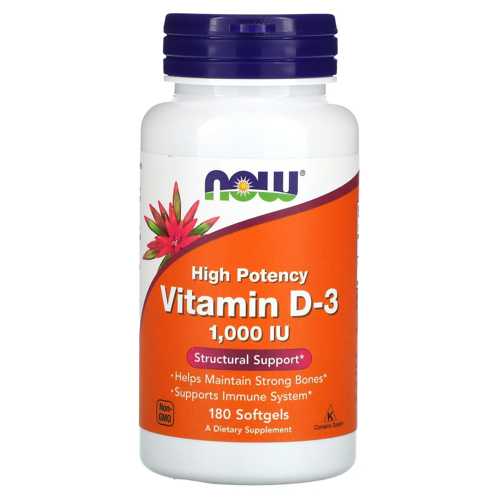 Promo ! Now foods Vitamine D3 haute efficacité 1000 UI 180 capsules à enveloppe molle