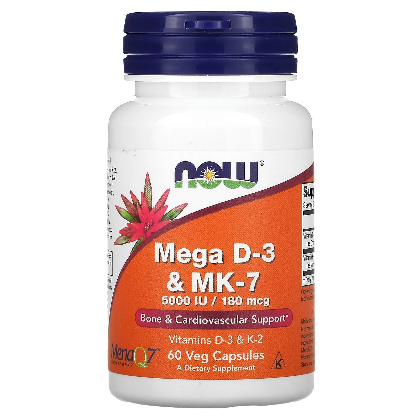Promo ! Now Foods Mega D 3 et MK 7 180 Mg (5000 UI) 60 capsules végétariennes