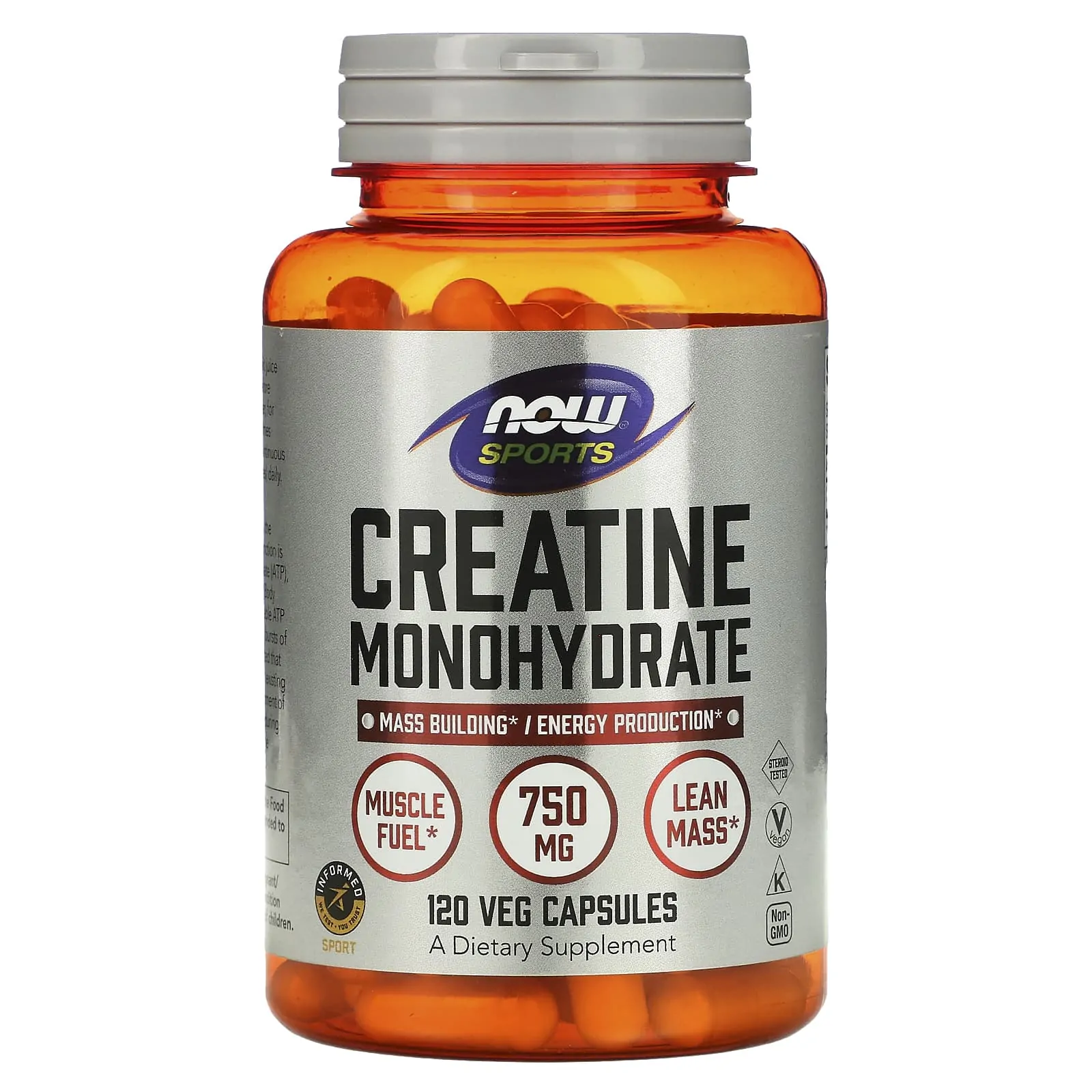 Promo ! Now foods Sports Creatine monohydrate 750 mg 120 capsules