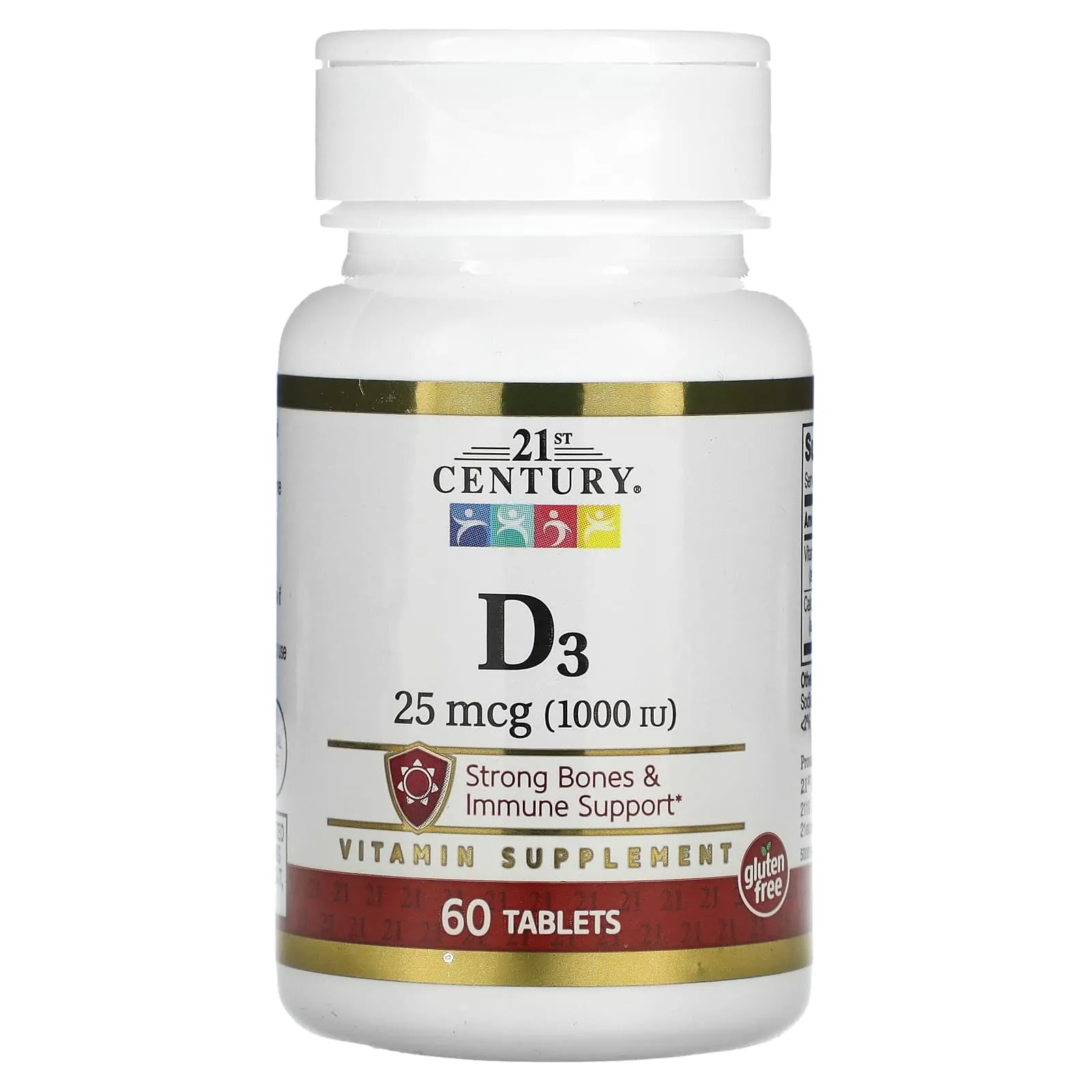Promo ! 21st Century Vitamine D3 25 µg (1000 UI) 60 comprimés