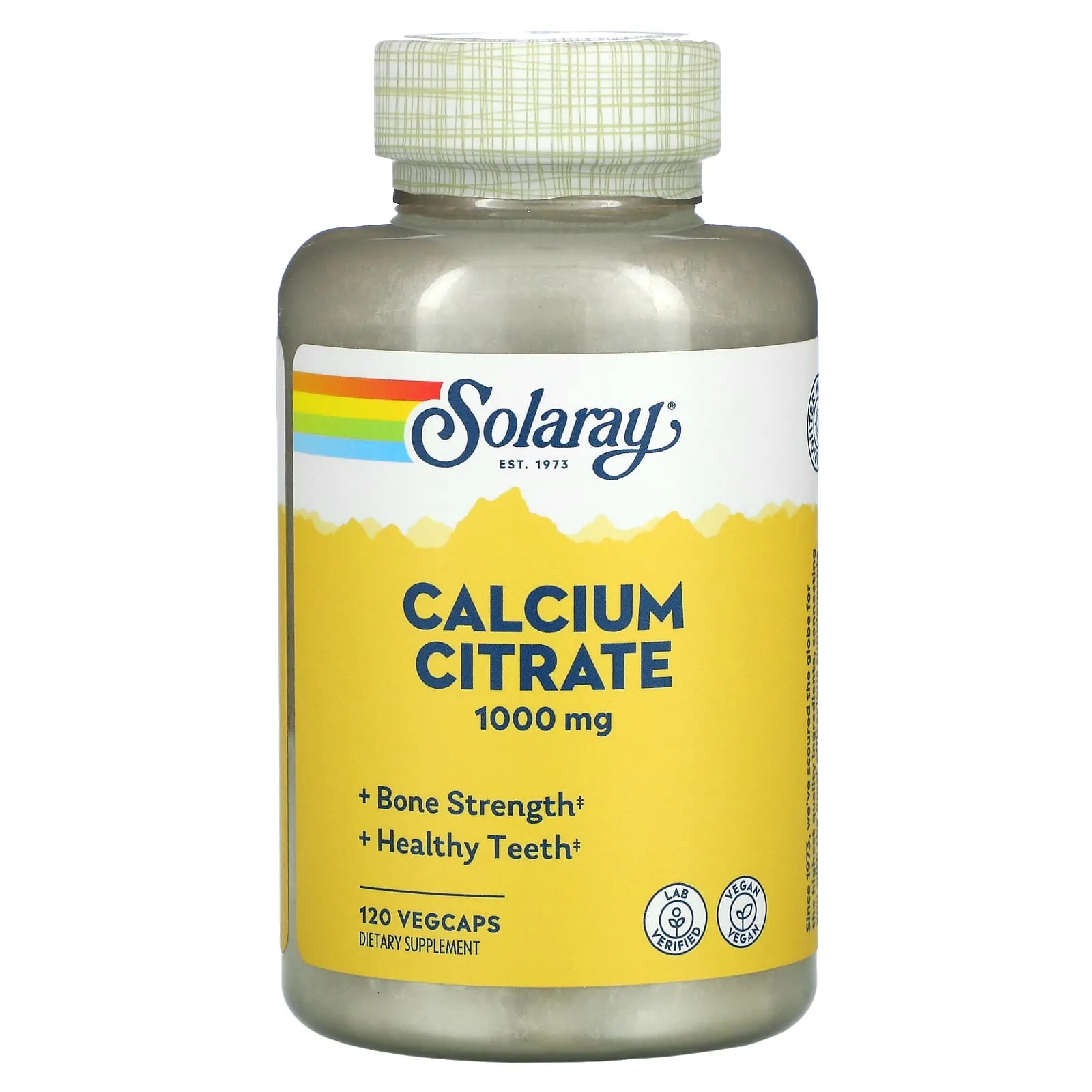 Promo ! Solaray Citrate de calcium 1000 mg 120 VegCaps (250 mg par capsule)
