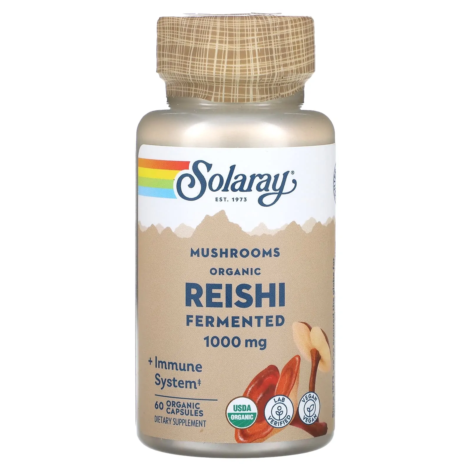 Promo ! Solaray Champignon reishi fermenté 1000 mg 60 capsules biologiques
