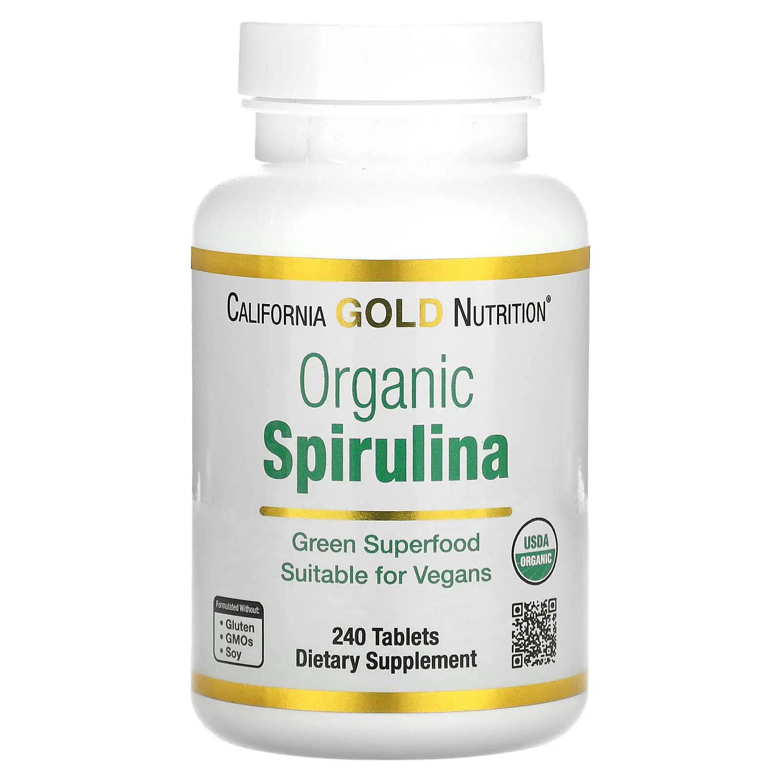 Promo ! California Gold Nutrition Spiruline biologique USDA Organic 500 mg 240 comprimés