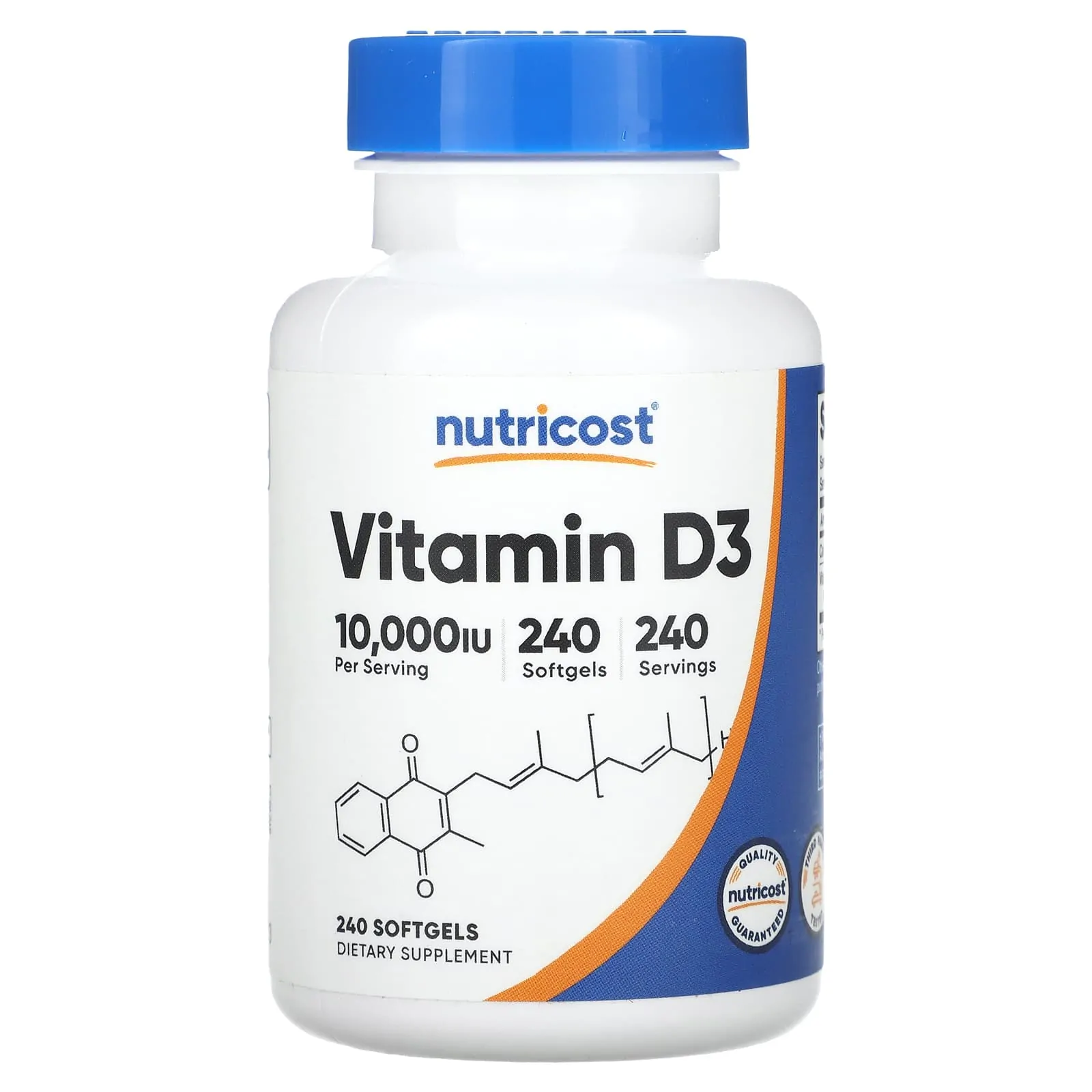 Promo ! Nutricost Vitamine D3 10 000 UI 240 capsules à enveloppe molle