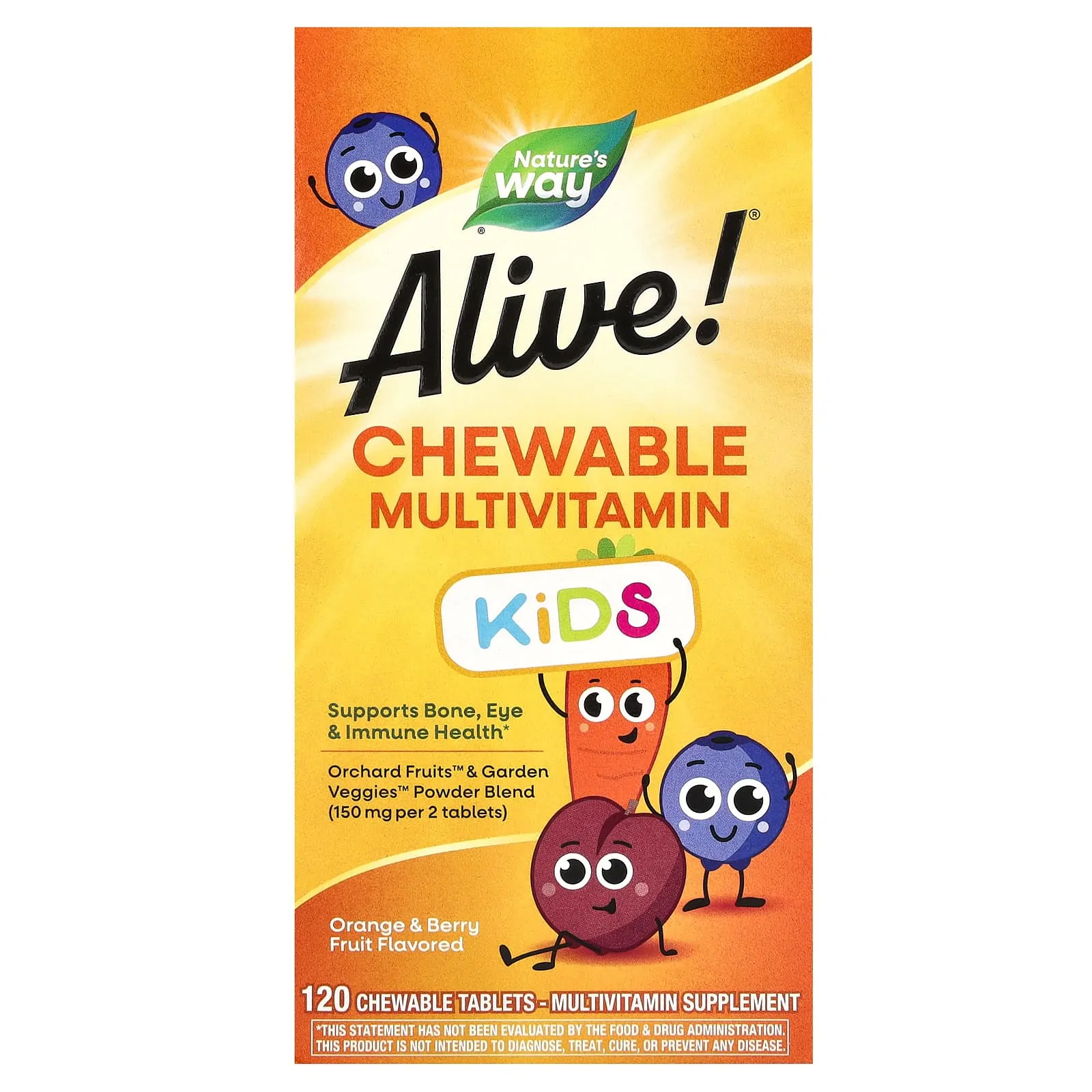 Promo ! Nature’S Way Alive Multivitamines à croquer pour enfants Orange et baies 120 comprimés à croquer