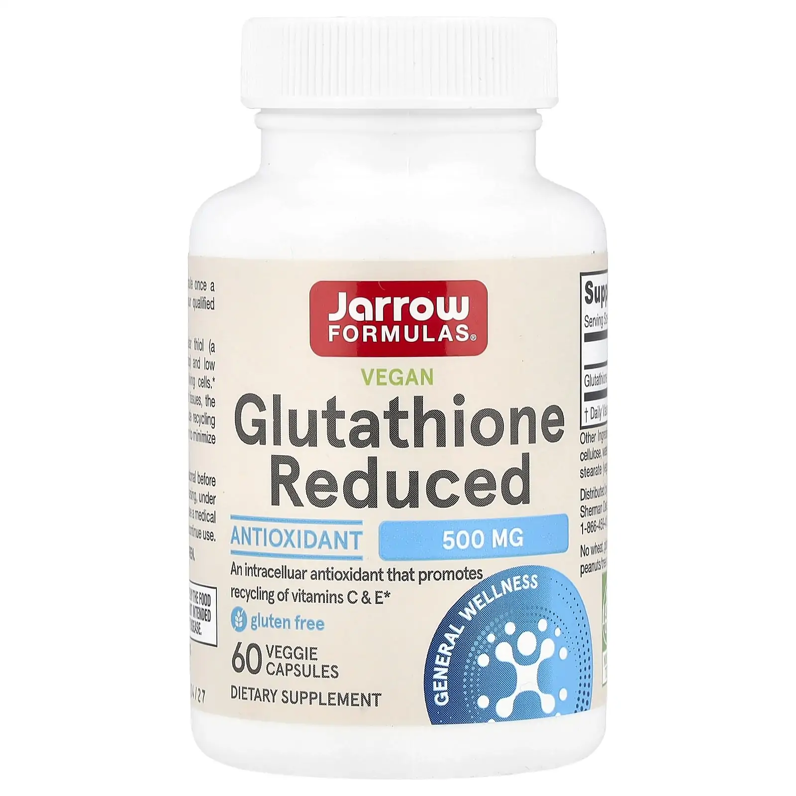 Promo ! Jarrow Formulas, Vegan Reduced Glutathione, 500 mg, 60 Vegetable Capsules