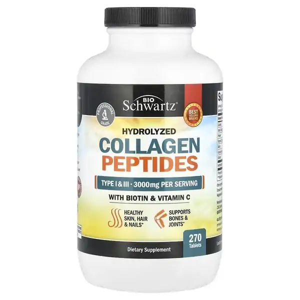 Promo ! BioSchwartz Hydrolyzed Collagen Peptides with Biotin and Vitamin C, 270 Tablets