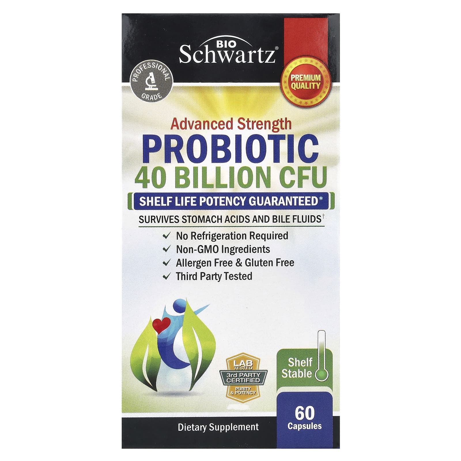 Promo ! BioSchwartz Advanced Strength Probiotic, 40 Billion CFU, 60 Probiotic Capsules