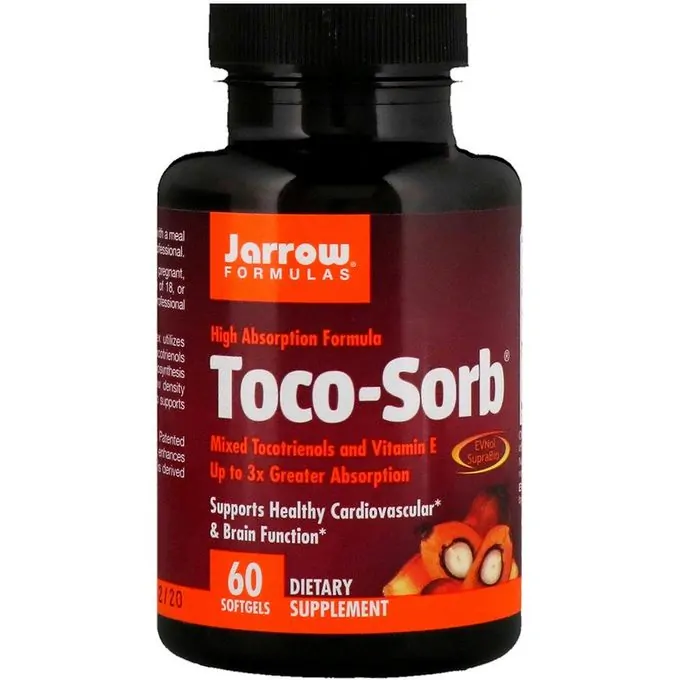 Jarrow Formulas Toco-Sorb, tocotriénols et vitamine E mélangés, 60 gélules molles