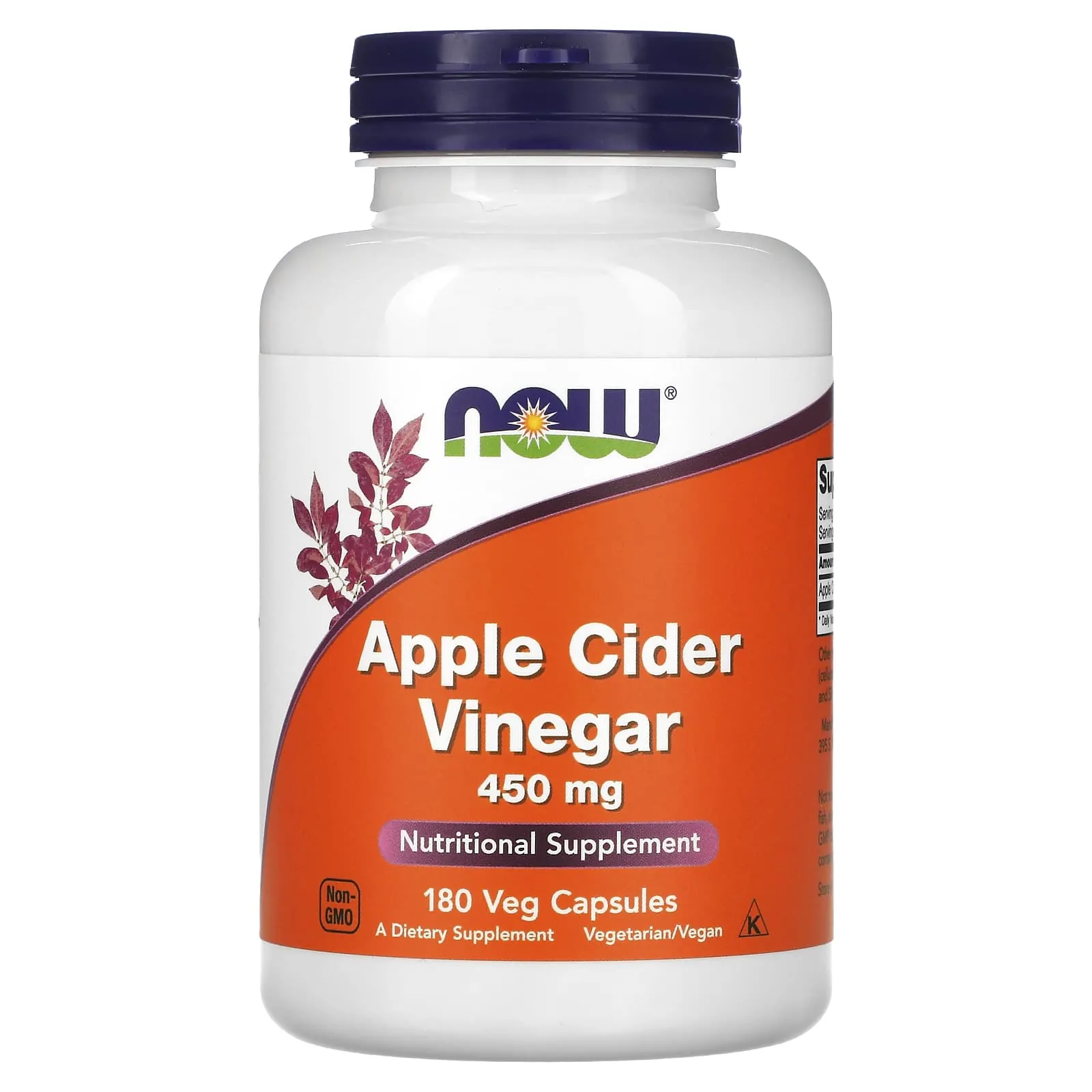 Promo ! NOW Foods, Vinaigre de Cidre de Pommes, 450 mg, 180 Capsules
