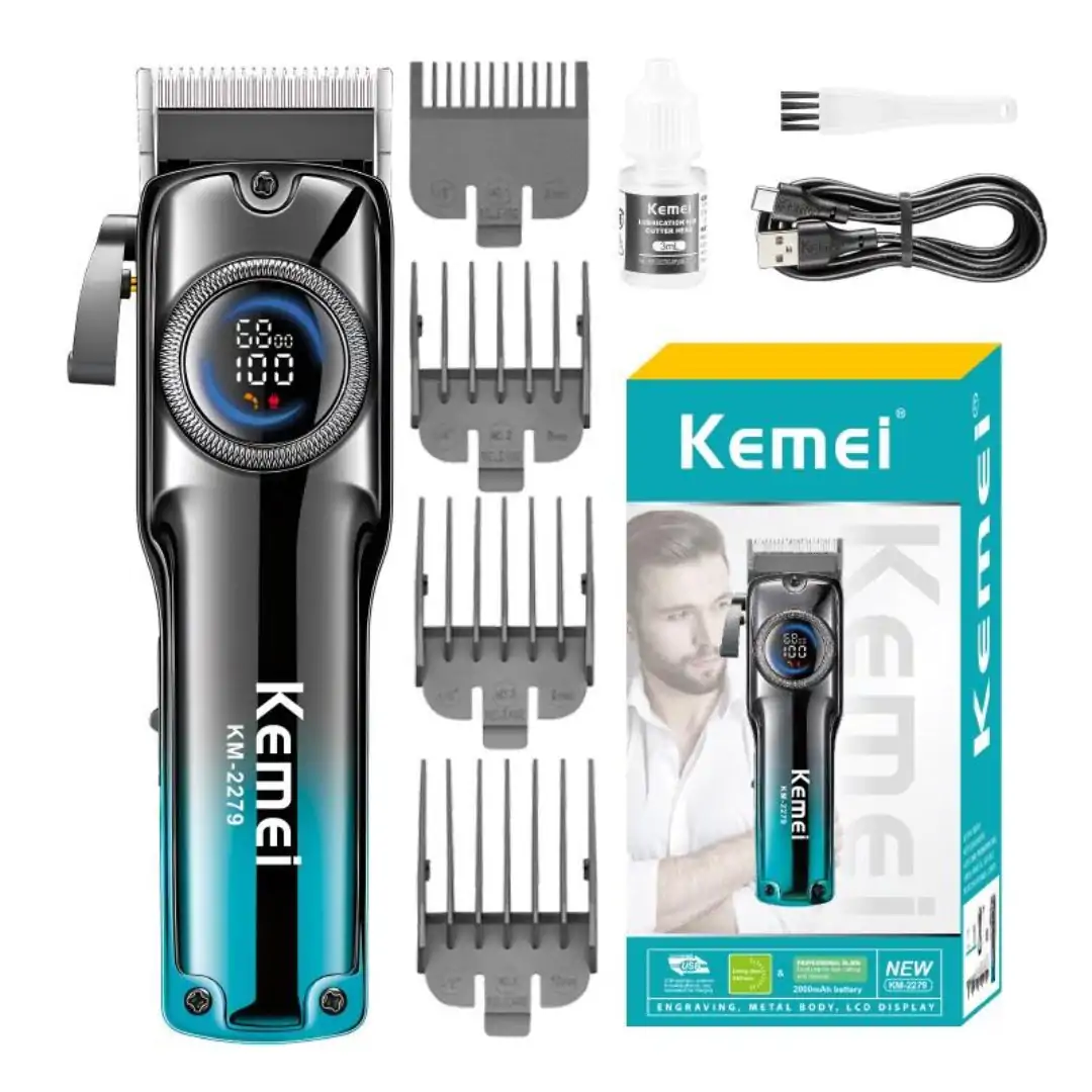 Kemei KM-2279 Tondeuse à cheveux professionnelle Pour Hommes, Avec écran LCD, Rechargeable et Réglable.