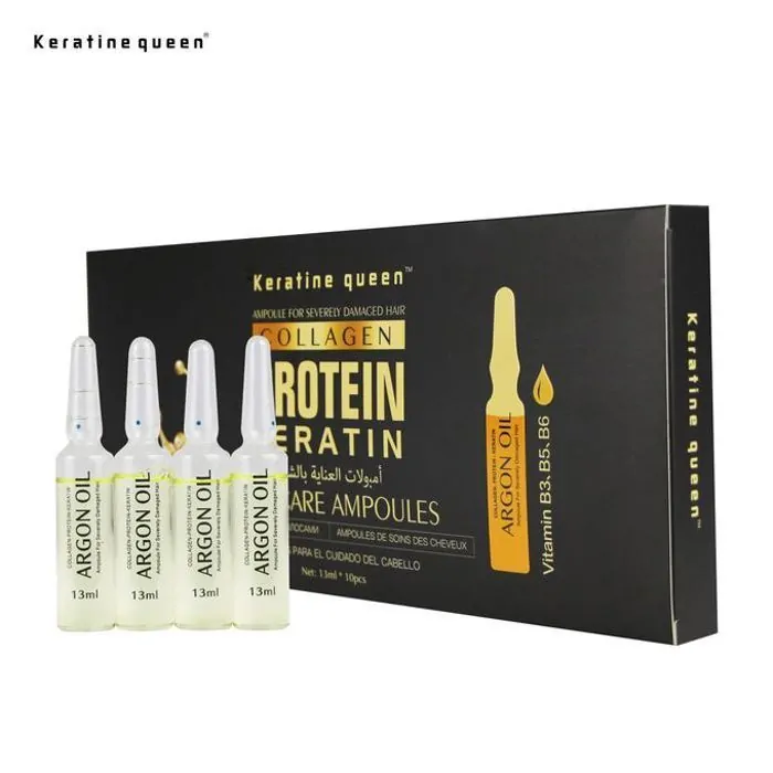 Keratine queen Ampoules pour cheveux abîmés à l’huile d’argan (13 ml * 10 pièces) : hydratantes, réparatrices, traitement intensif