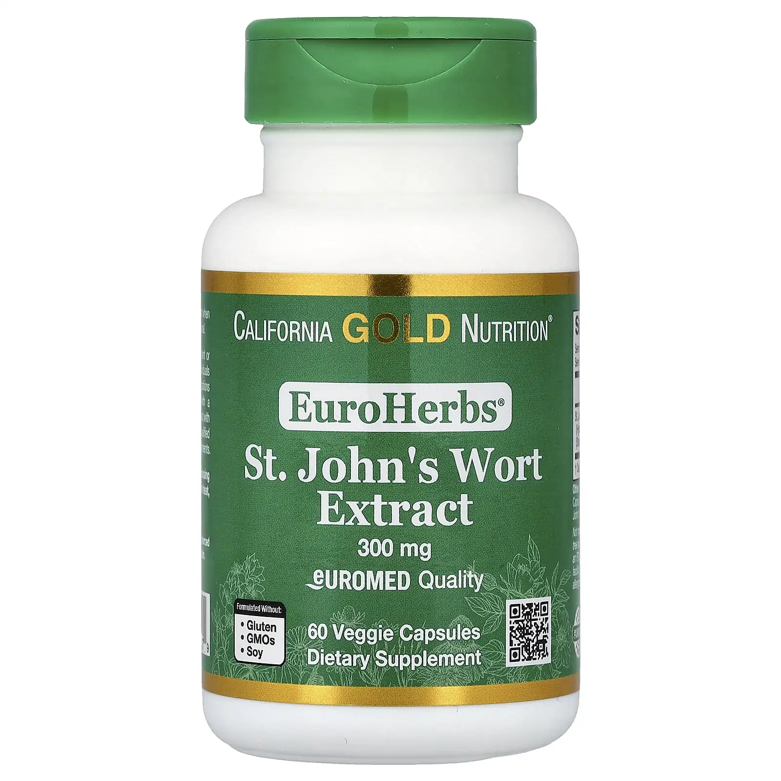 Promo ! California Gold Nutrition, EuroHerbs™, Extrait de millepertuis, Qualité Euromed, 300 mg, 60 capsules végétales