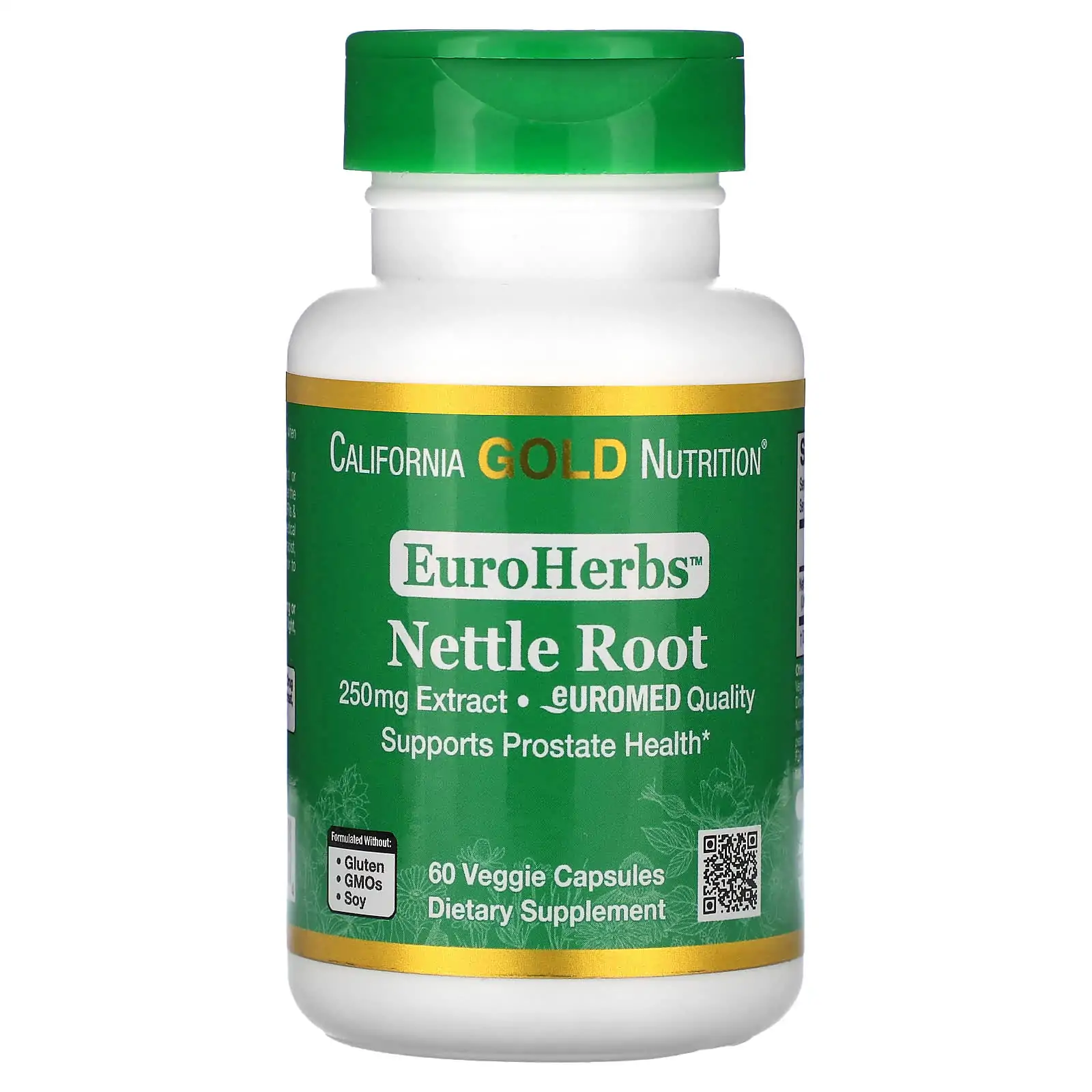 Promo ! California Gold Nutrition EuroHerbs Extrait de Racine d’Ortie 250 mg 60 Capsules