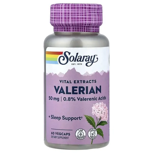 Promo ! Solaray, Extraits vitaux, Valériane, 60 VegCaps