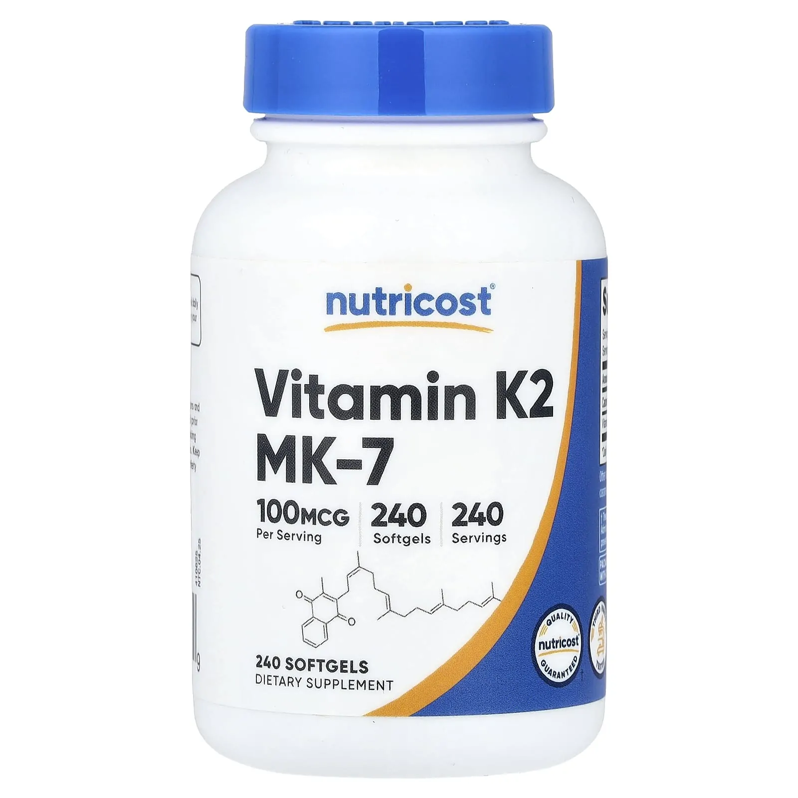 Promo ! Nutricost, Vitamine K2 (MK-7), 100 µg, 240 capsules à enveloppe molle
