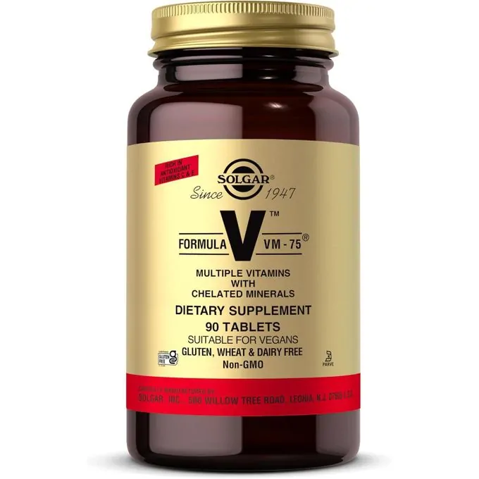 Solgar Formule V, VM-75, Vitamines multiples et minéraux chélatés, 90 comprimés