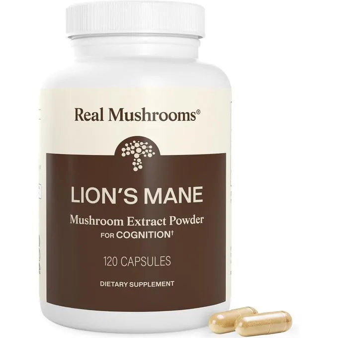 Real Mushrooms Hydne hérisson, Extrait de champignon en poudre, 120 capsules