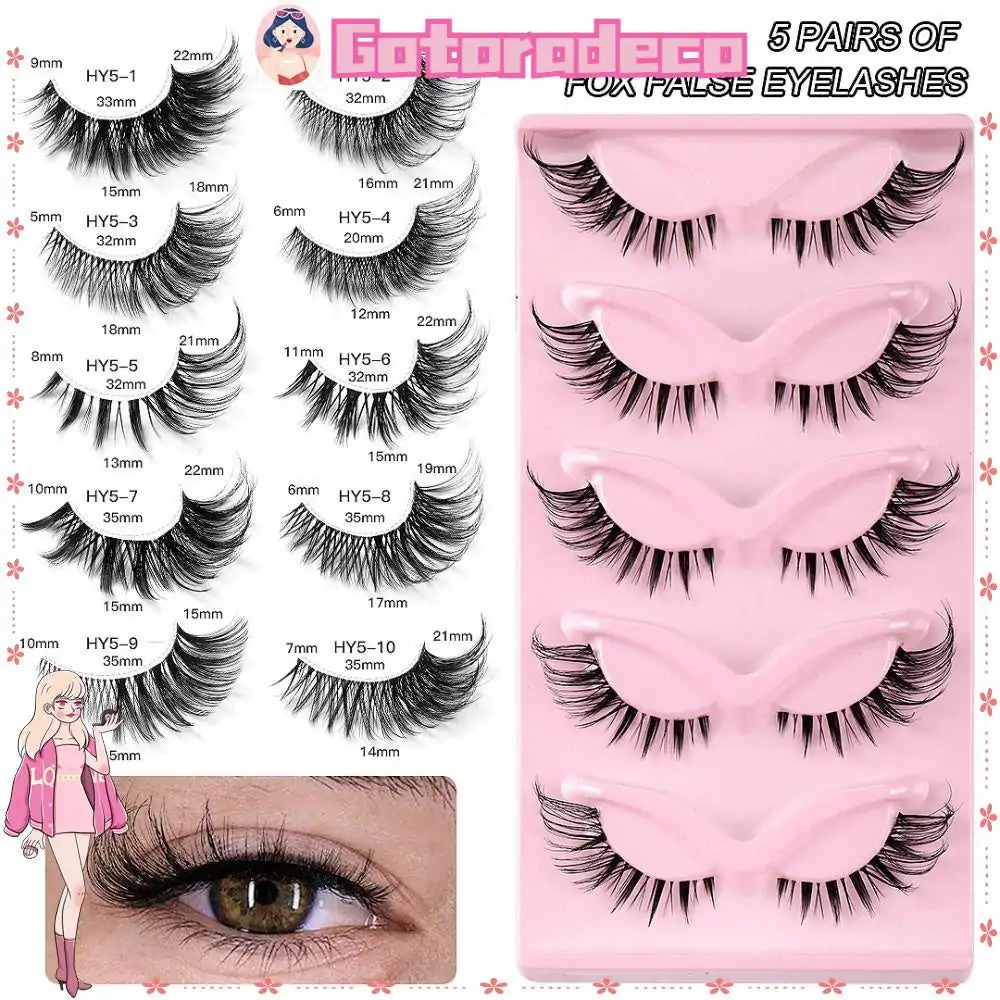 10 paires de faux cils naturels effilés Asiteo
