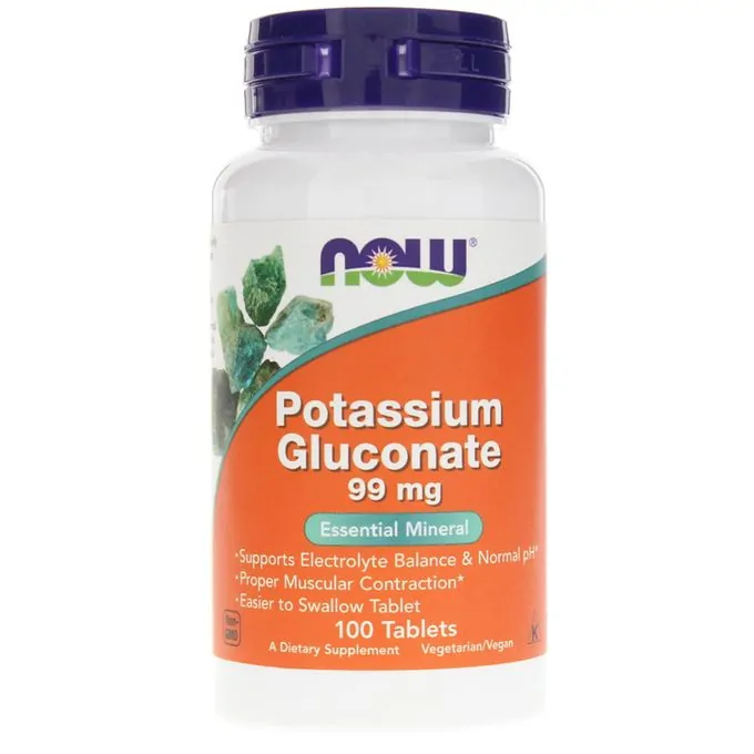 Now Foods Potassium Gluconate 99 mg 100 Tablets Essential Mineral