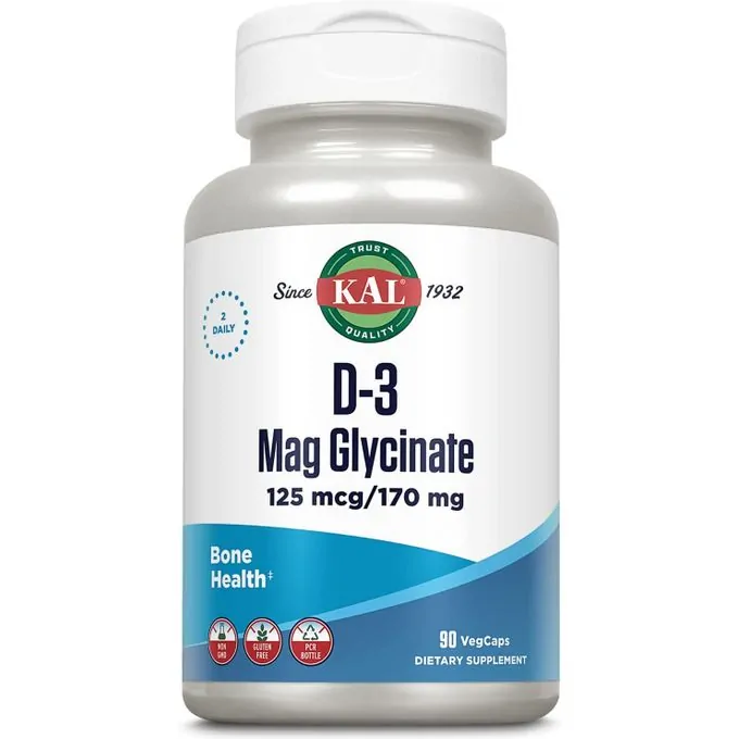 Promo ! Kal D-3 Mag glycinate, 125 Mcg/170 mg, 90 capsules végétariennes