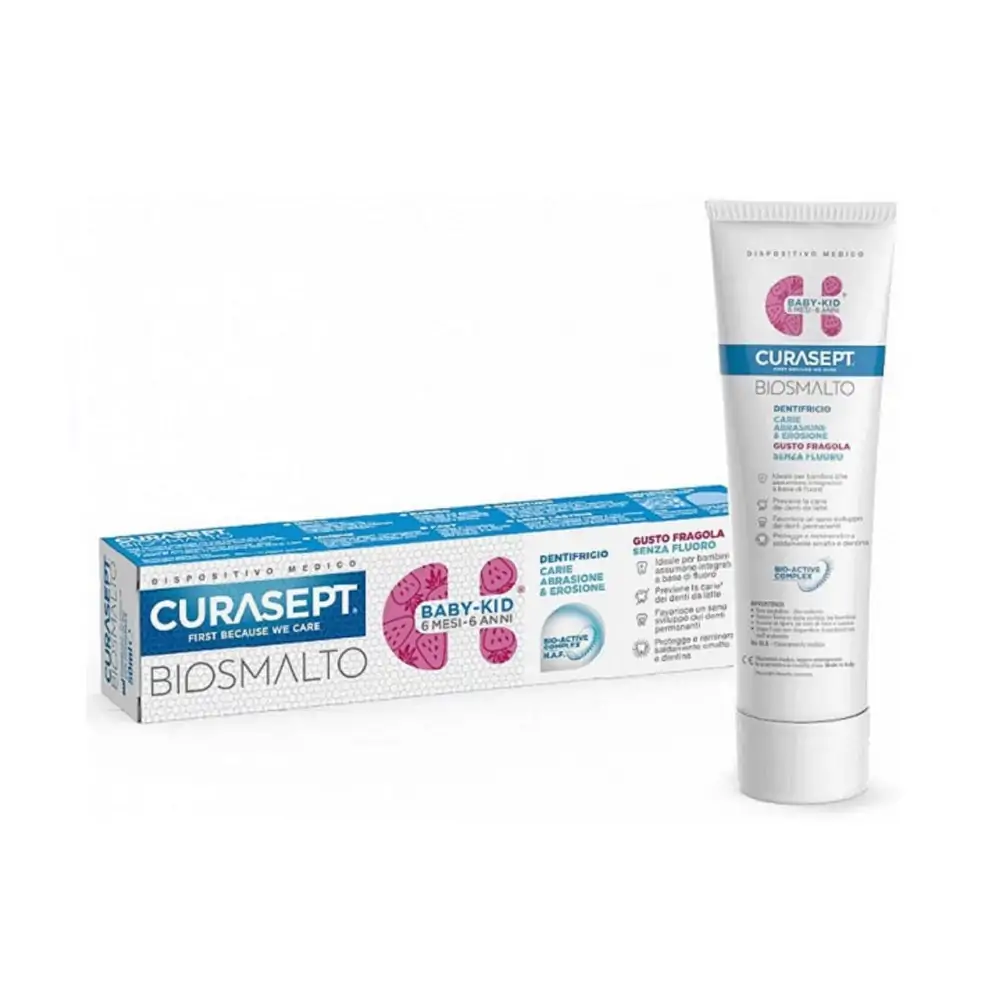 Promo ! Curasept Dentifrice Biosmalt Baby Kid Sans Fluor 6 Mois – 6 Ans Fraise 50 ml