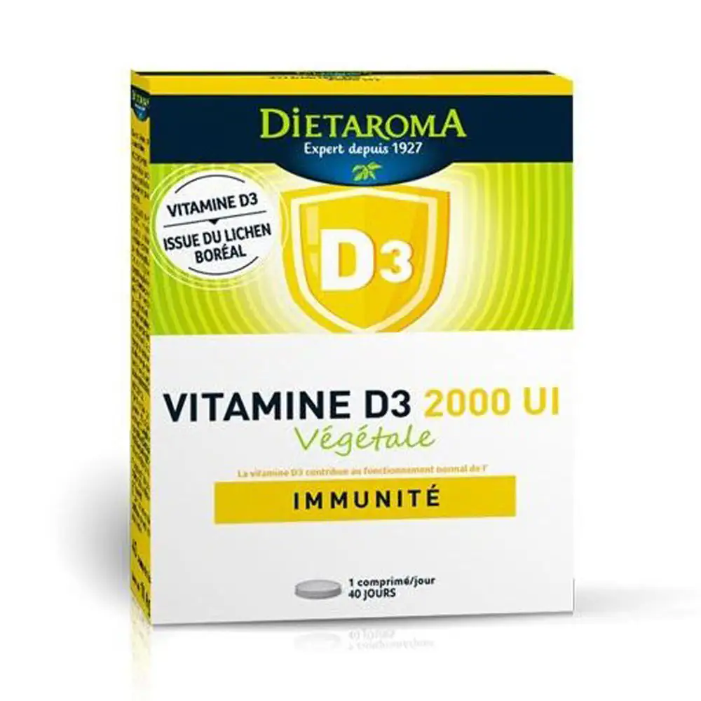 Promo ! Dietaroma Vitamine D3 2000 UI Végétale 40 Comprimes