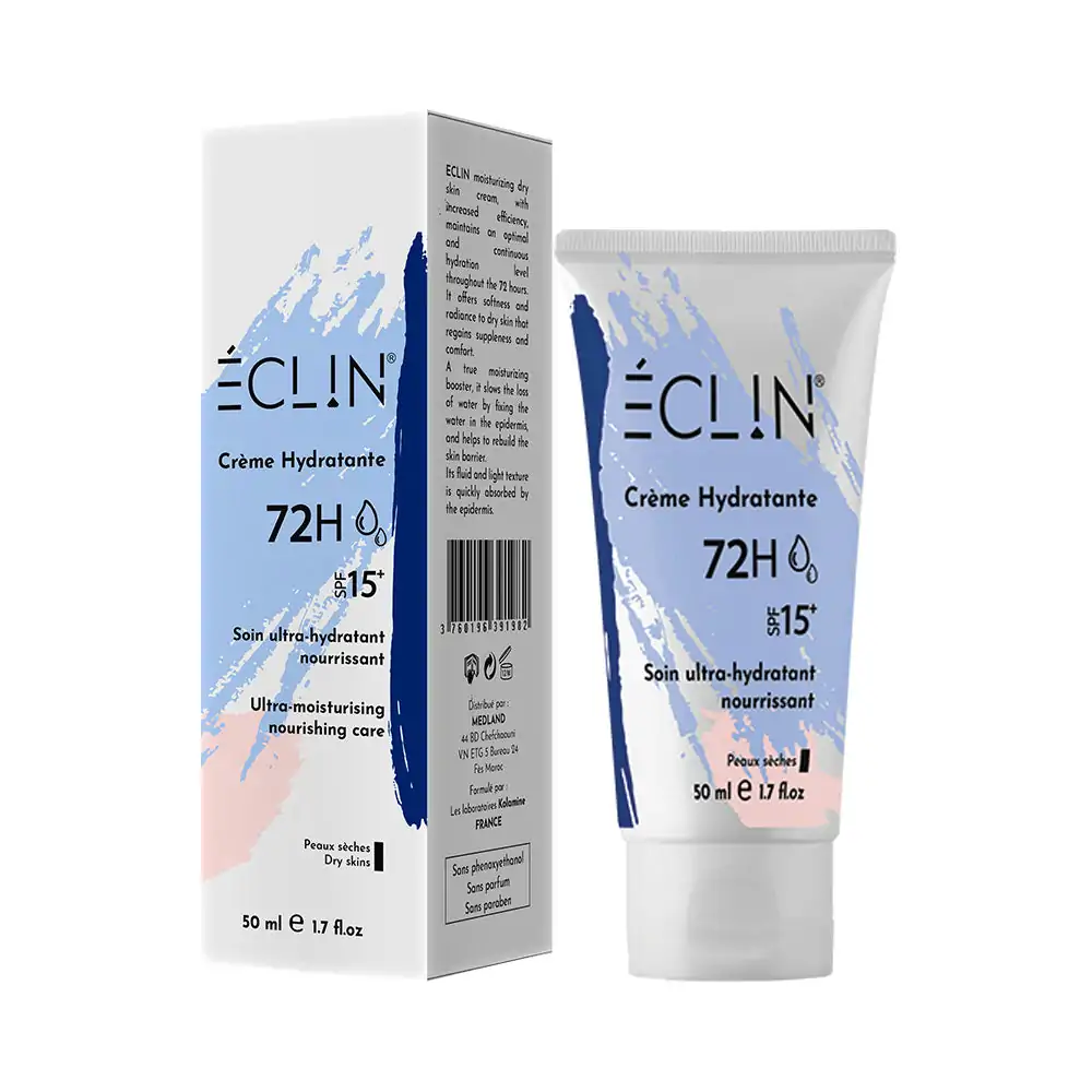 Promo ! Eclin Crème Hydratante Peau Sèche 72H SPF15 50ml