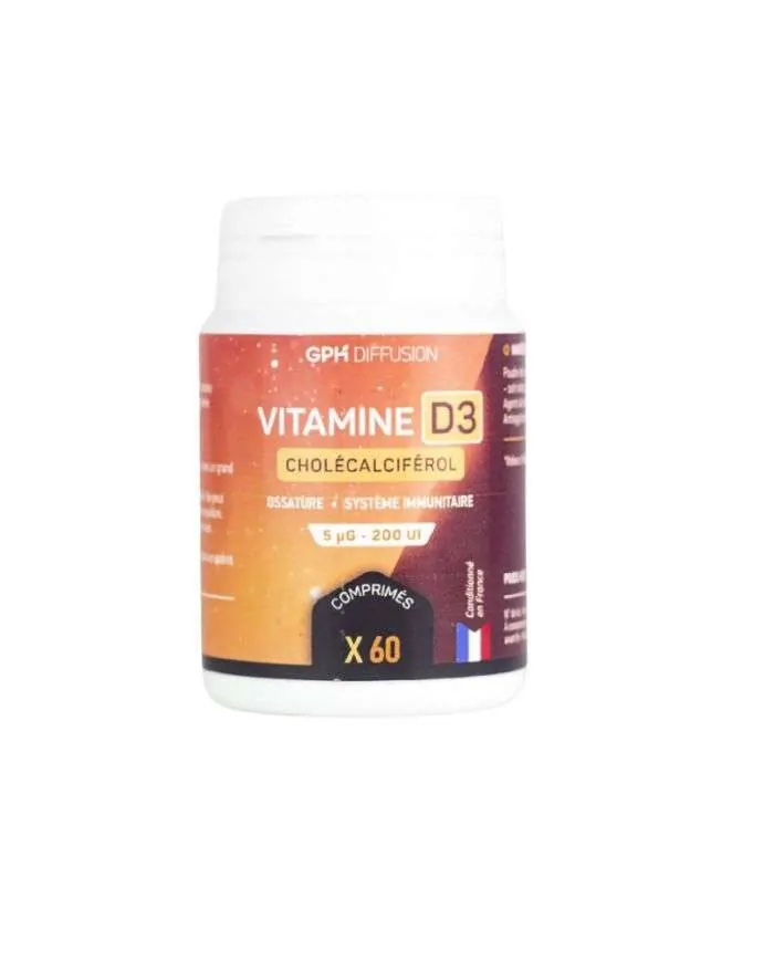 Promo ! GPH DIFFUSION Vitamine D3 5ug L 60 Comprimés
