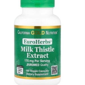 California Gold Nutrition EuroHerbs Milk Thistle Extract-de chardon-Marie Qualité Euromed 175 mg 180 capsules