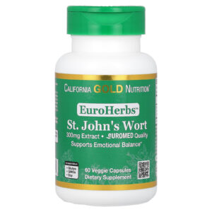 California Gold Nutrition EuroHerbs St. John’s Wort Euromed Quality 300 mg 60 Veggie Capsules