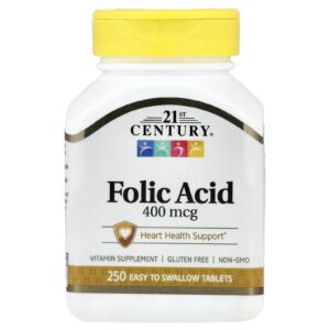 21st Century, Acide folique, 400 µg, 250 comprimés