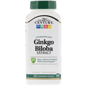 21st Century L'extrait de Ginkgo Biloba, standardisé, 200 gélules végétariennes