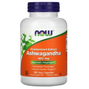 Now foods Ashwagandha 450 mg 180 capsules végétariennes